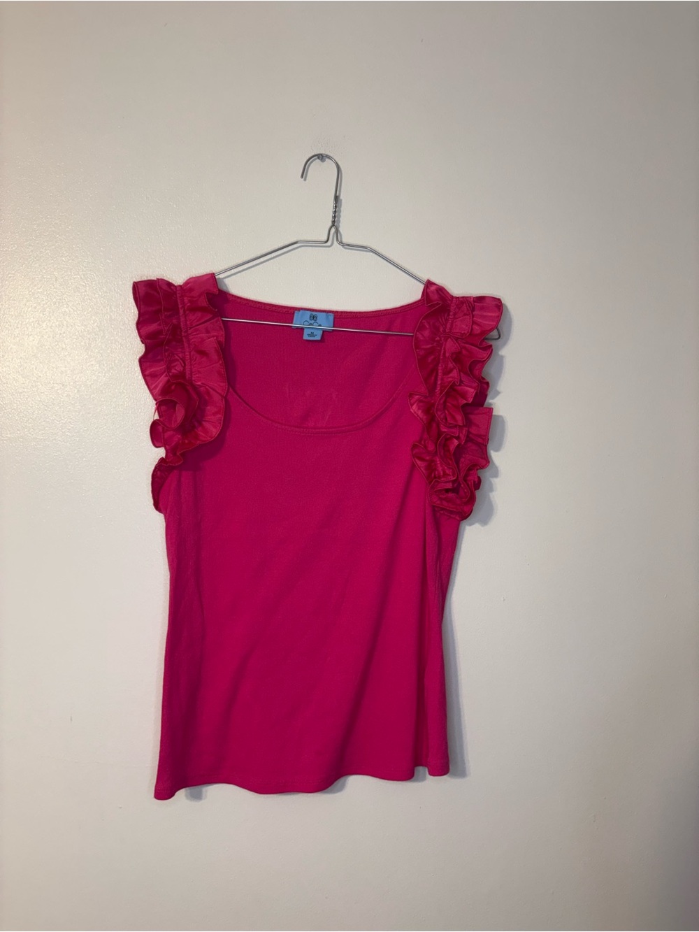 CeCe Bright Fuchsia Ruffle Sleeve Tank Top